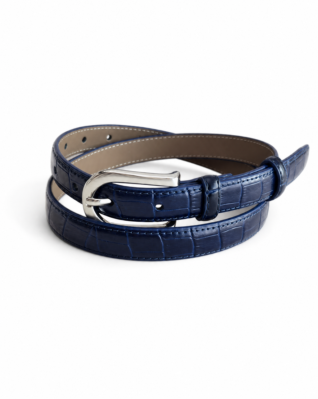 Croco Narrow belt Blue image 0