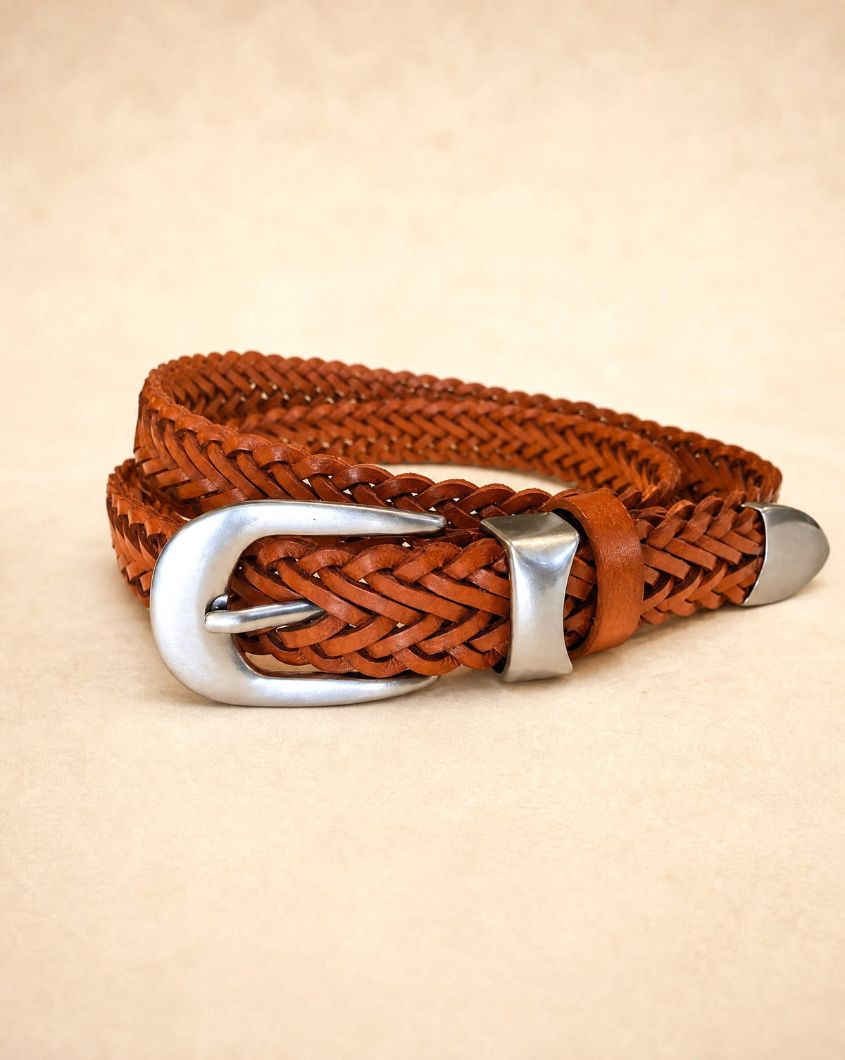Braided Narrow Belt Camel image 1