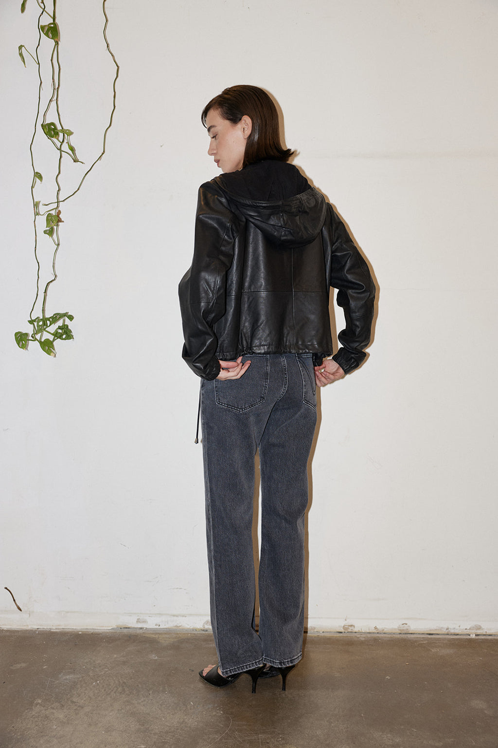 Rubellite Leather Bomber  Black image 1