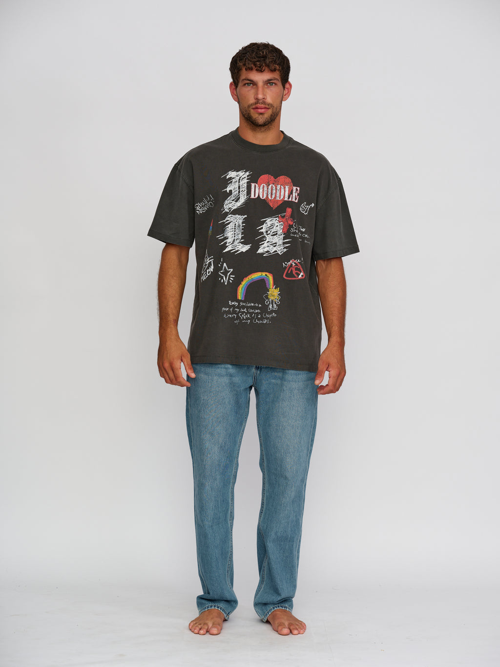 Rigel Printed heavy T shirt  grey