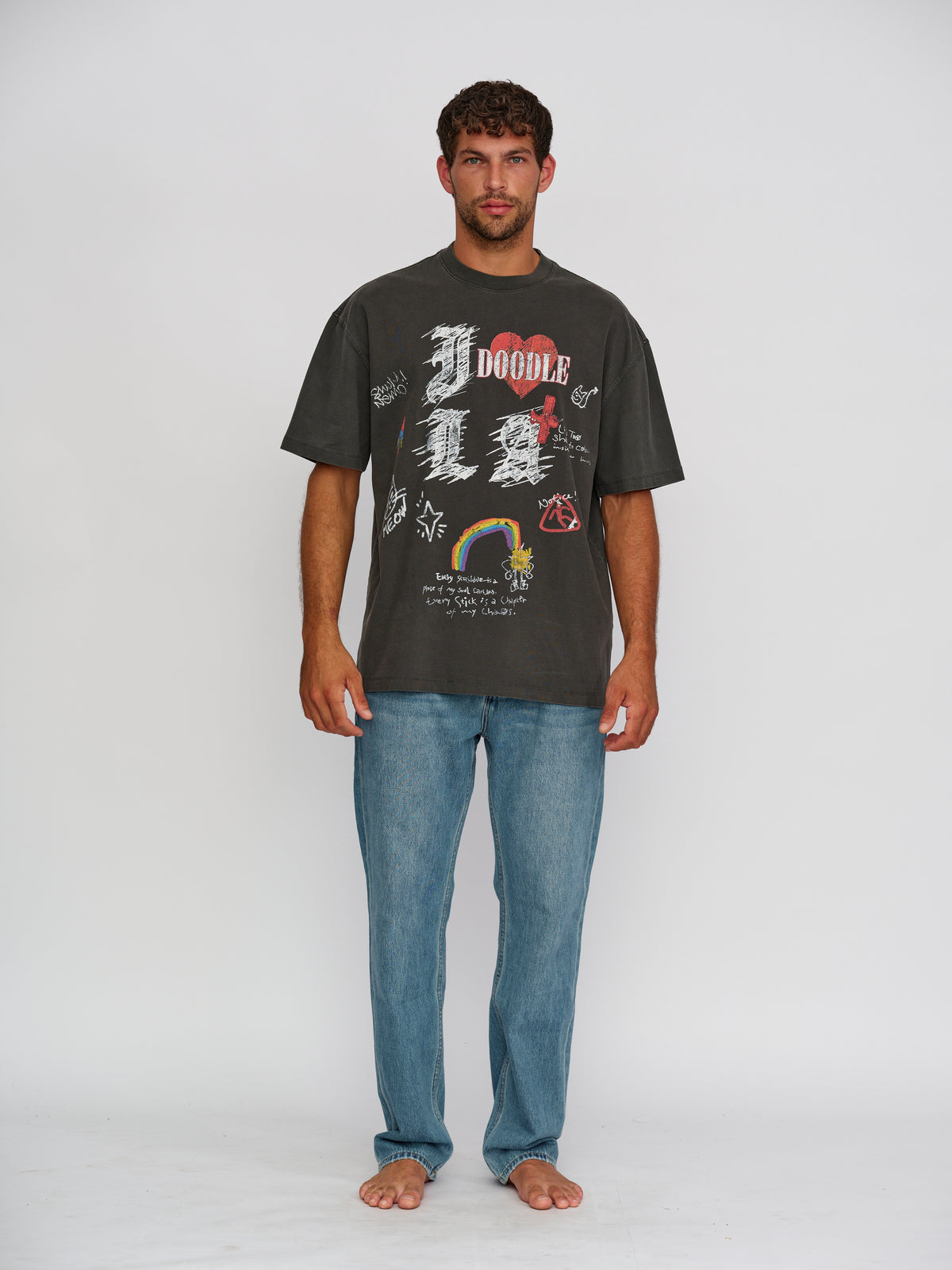 Rigel Printed heavy T shirt  grey
