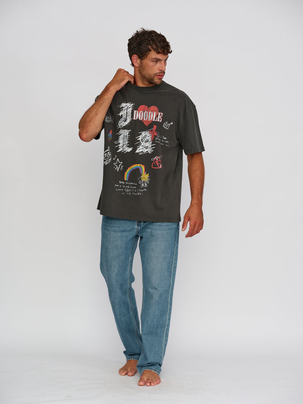 Rigel Printed heavy T shirt  grey