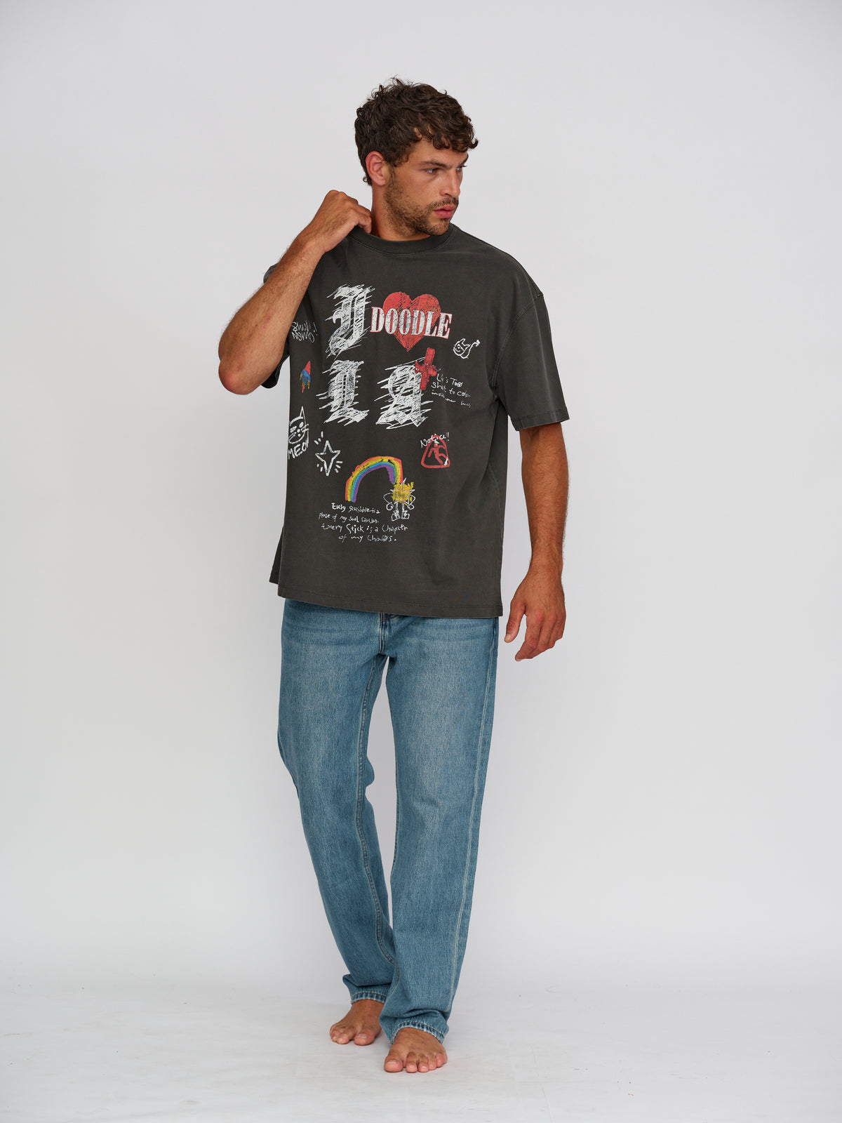 Rigel Printed heavy T shirt  grey