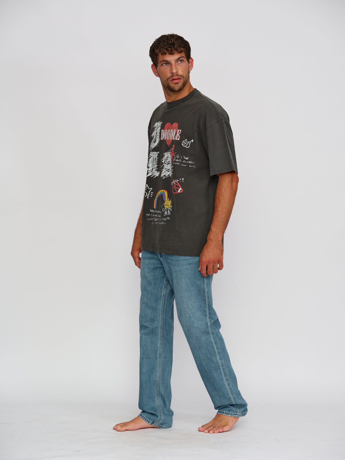 Rigel Printed heavy T shirt  grey