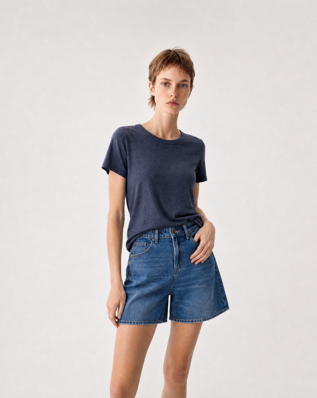 Nicky Linen T shirt Navy image 1
