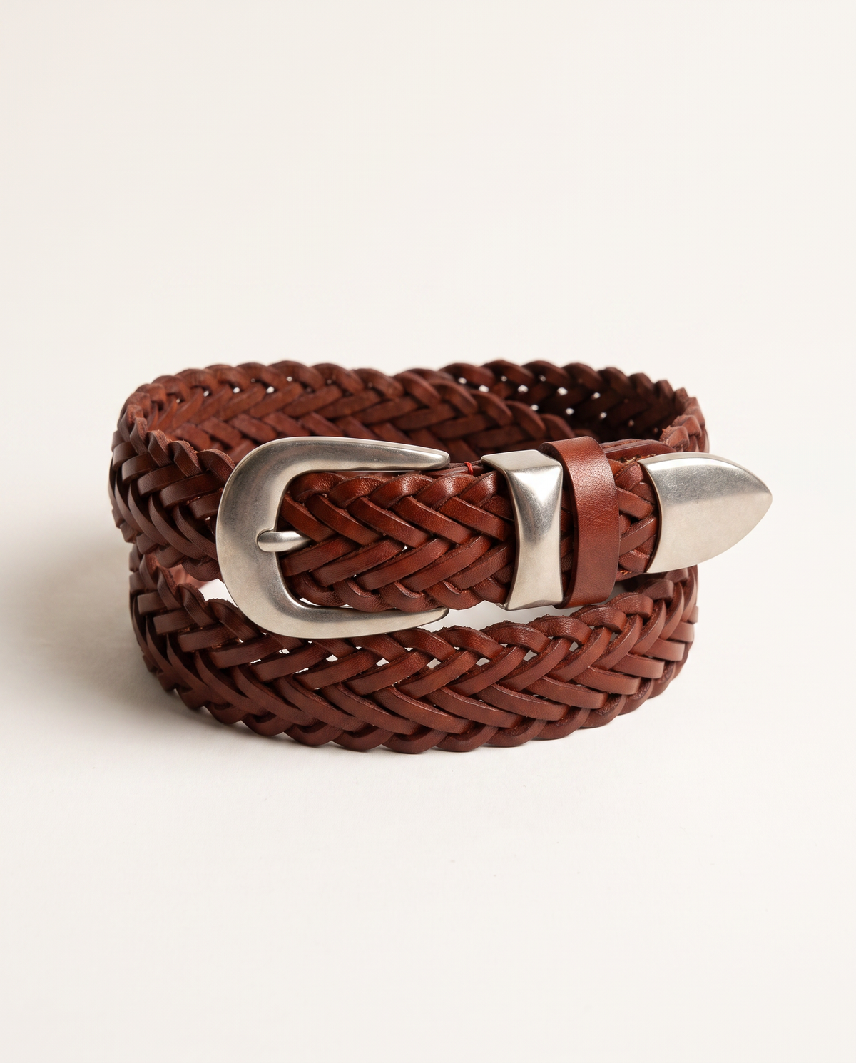 Braided Narrow Belt Brown image 0